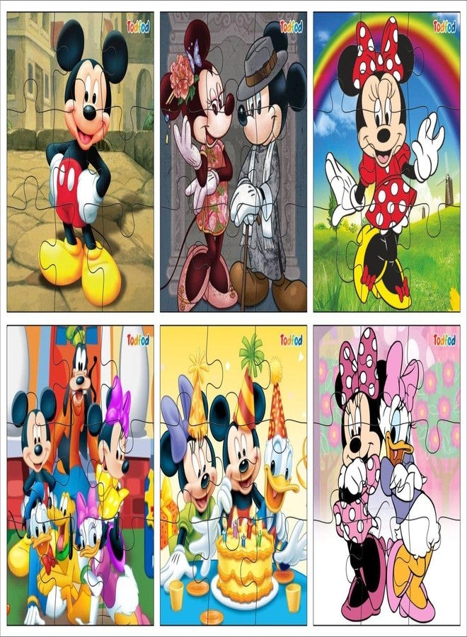 TodFod Wooden Jigsaw Puzzles 54 Pieces 6 in 1 - Anime Cartoon Characters Educational Toy for Age 3+ Kids & Children Preschool Learning (Mickey Mouse & Kung Fu Panda) - Image 2